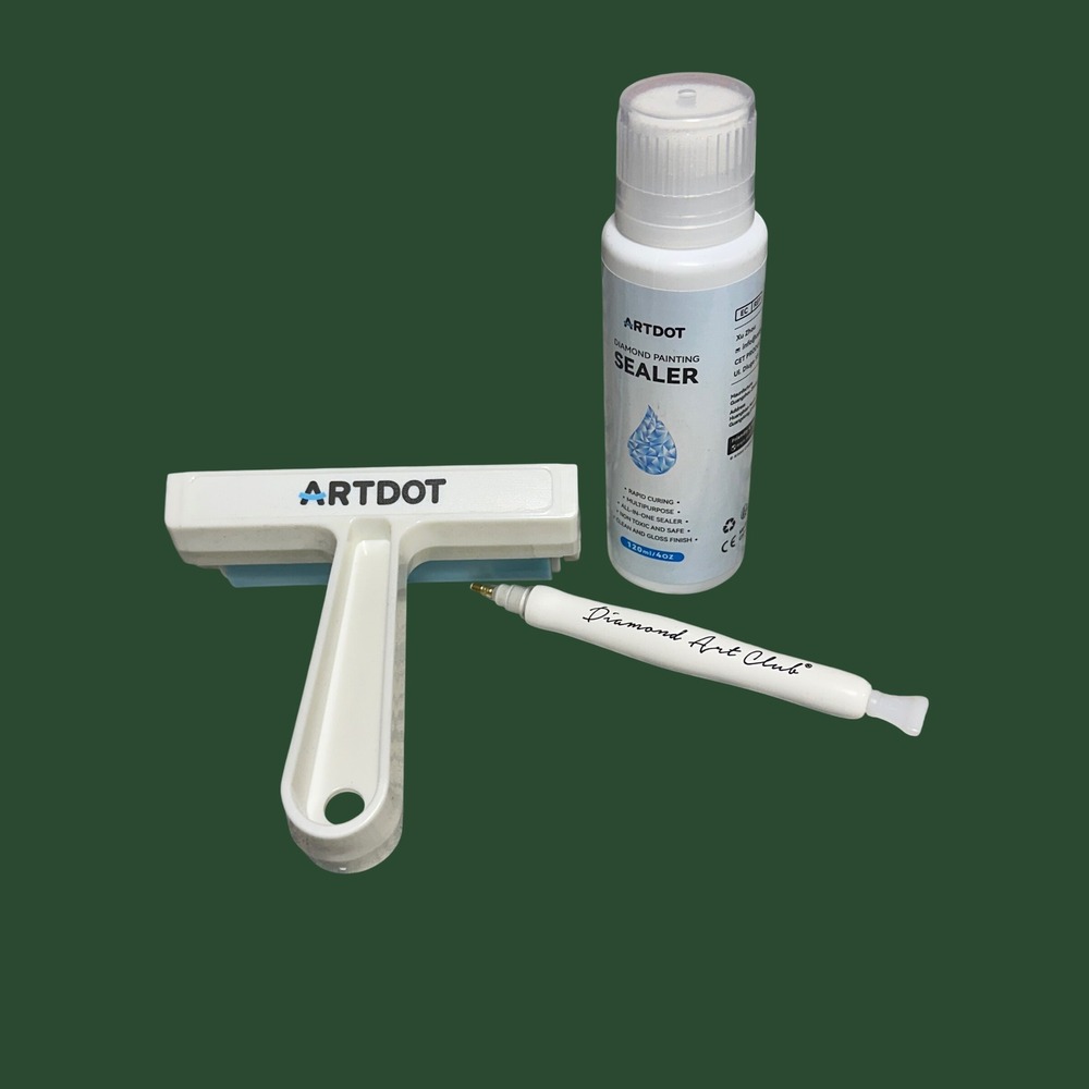 ARTDOT Diamond Painting Sealer Kit with Roller and Diamond Art Club Pen White